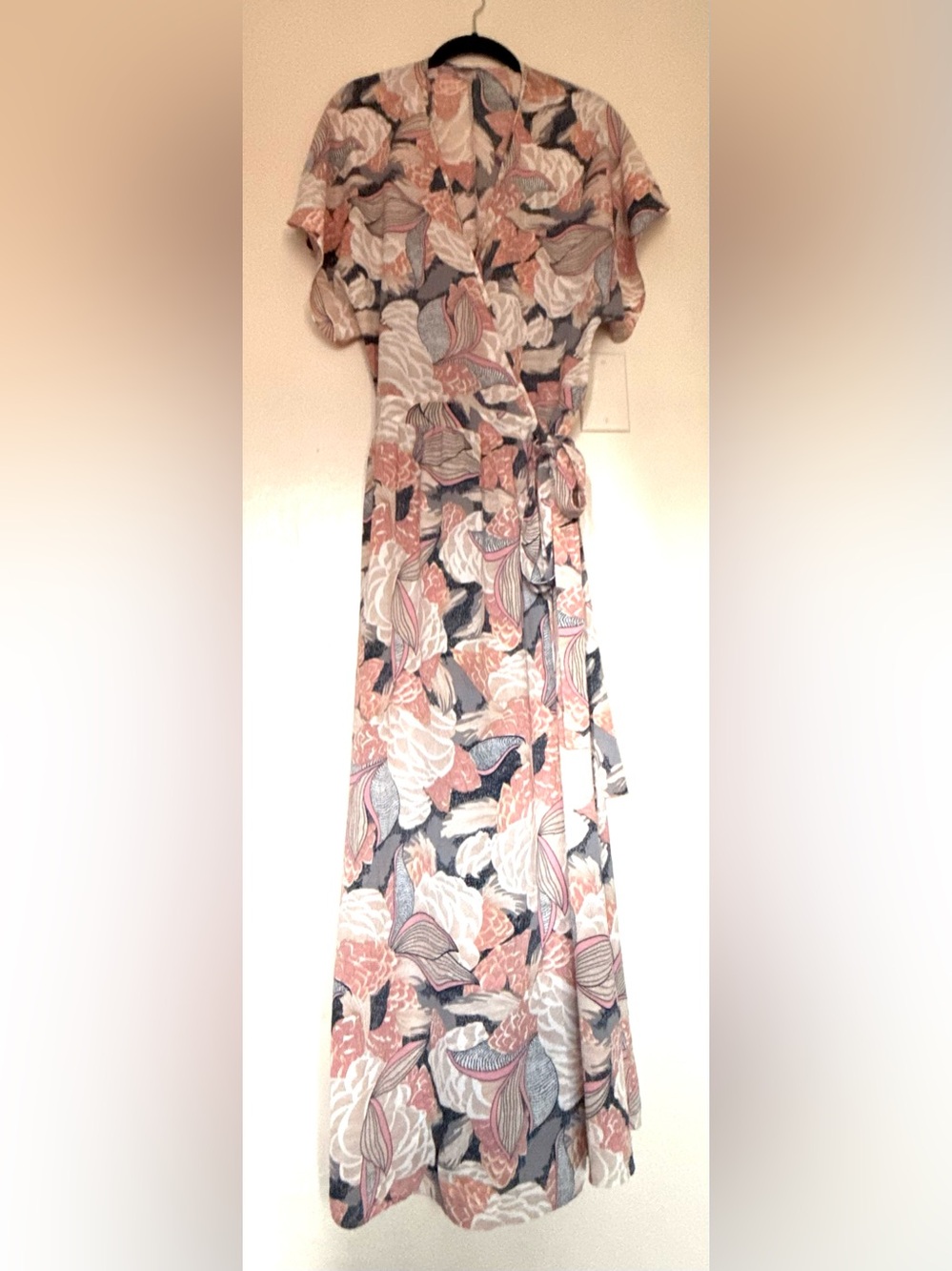 Buffalo David Bitton Floral Wrap Maxi Dress in Coral, Navy, Cream